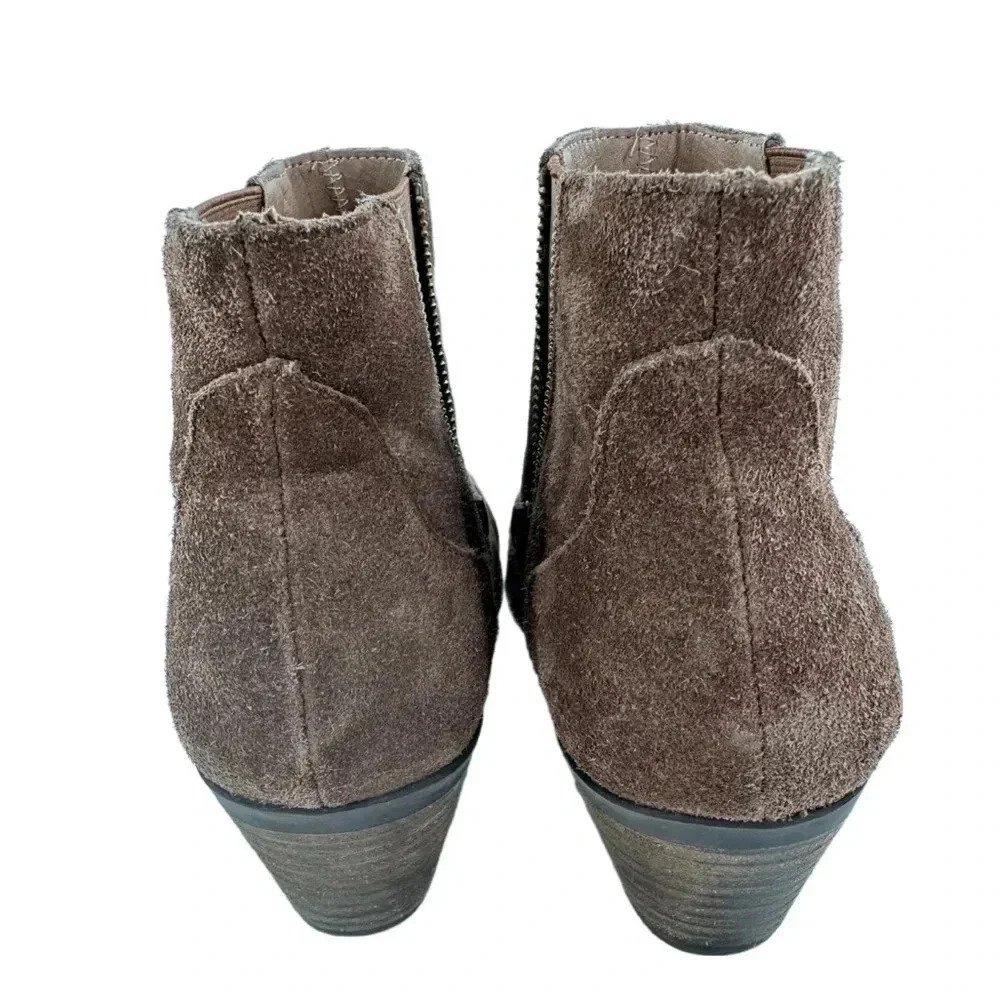 Adam tucker Trixie ankle booties 10 brown suede pull on pointy toe western boots - Picture 3 of 13